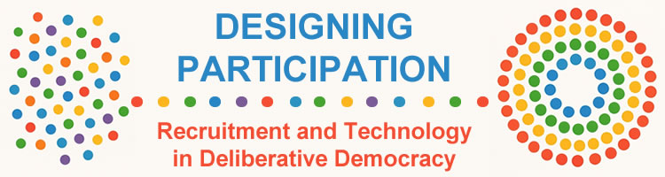 image of random colored dots being sorted into a design pattern with event title