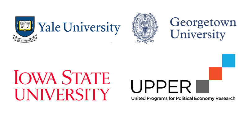 sponsor logos for Yale, Georgetown, Iowa State University and UPPER (United Programs for Political Economy Research)