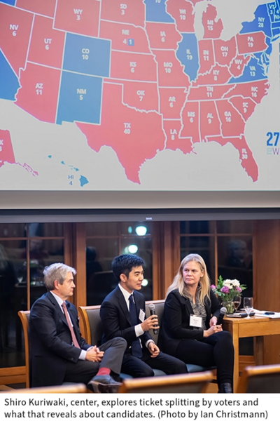  Shiro Kuriwaki, center, explores ticket splitting by voters and what that reveals about candidates. (Photo by Ian Christmann)