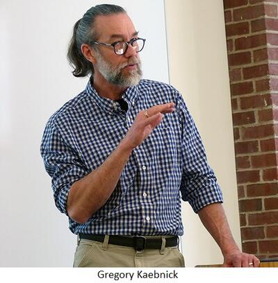 Gregory Kaebnick speaks in a classroom