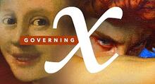 fine art images of a happy face and an angry face with text: Govering X