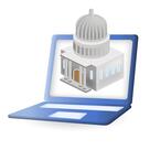 A domed government building superimposed on a laptop computer screen